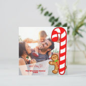Rood zoet XmaS Gingerbrood-Candy Cane-Odd One Out Feestdagenkaart (Staand voorkant)