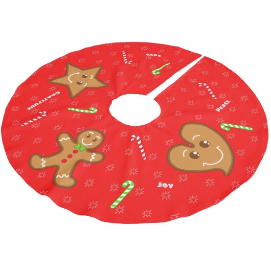 Rood zoet XmaS Gingerbrood Pals-Candy Cane Text Kerstboom Rok (Gekanteld)