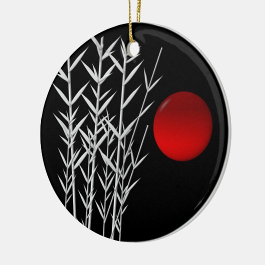 Rood zonzwart, wit keramisch ornament (Links)