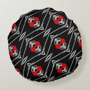 Rood zonzwart, wit rond kussen