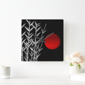 Rood zonzwart, wit vierkante klok (Huis)