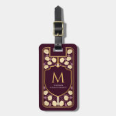 Rood Zwaard Schild Middeleeuwse Fantasie Monogram Bagagelabel (Voorkant verticaal)