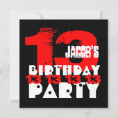 ROOD ZWART 13e Verjaardagsfeest 13 Jaar Oud V05 Kaart (Voorkant)