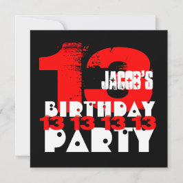 ROOD ZWART 13e Verjaardagsfeest 13 Jaar Oud V05 Kaart