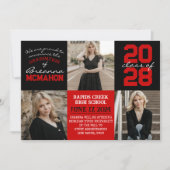 Rood & Zwart 4 Foto Afstuderen Aankondiging (Voorkant)