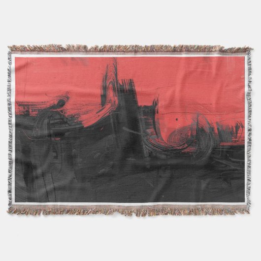 Rood & Zwart Abstract Expressionisme Kunst Deken (Voorkant)