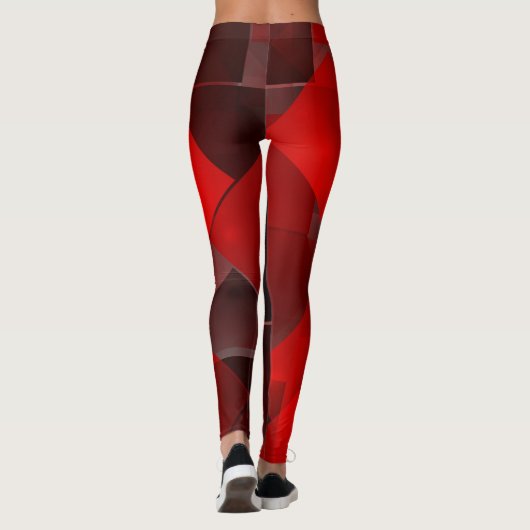 Rood zwart abstract geometrisch decor leggings (Achterkant)