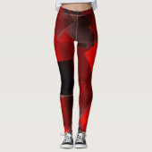 Rood zwart abstract geometrisch decor leggings (Voorkant)