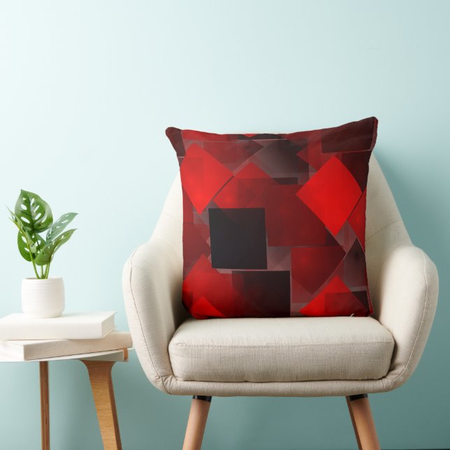 Rood zwart abstract geometrische decoratie kussen (Stoel)