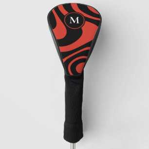 Rood Zwart Abstract Ontwerp Aangepaste Initiële Be Golfheadcover