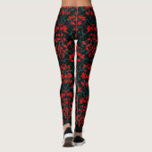 Rood Zwart Abstract Patroon Leggings (Achterkant)