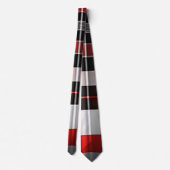 Rood Zwart Abstract Plaid Populaire Collectie Stropdas (Achterkant)