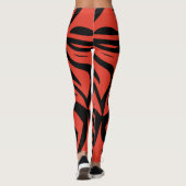 Rood & Zwart Abstract Zebra Print Vrouwen Leggings (Achterkant)