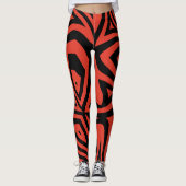 Rood & Zwart Abstract Zebra Print Vrouwen Leggings (Voorkant)