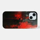 Rood Zwart Abstracte Kunst iPhone 15 Case (Achterkant horizontaal)