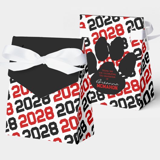 Rood & Zwart Afstudeerder Dank u Pawprint Terug Gi Bedankdoosjes