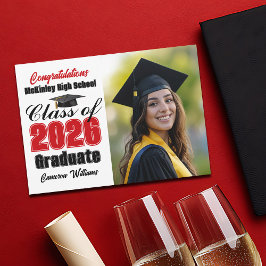 Rood Zwart Afstudeerfoto Klas van 2026 Afstuderen Aankondiging