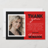 Rood & Zwart Afstuderen 2 Foto Dank u kaart (Voorkant)