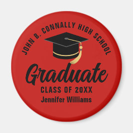 Rood Zwart Afstuderen Custom Graduation Party Magneet
