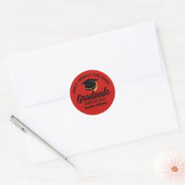 Rood Zwart Afstuderen Custom Graduation Party Ronde Sticker (Envelop)