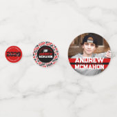 Rood & Zwart Afstuderen Foto Gepersonaliseerde Par Confetti (Achterkanten)