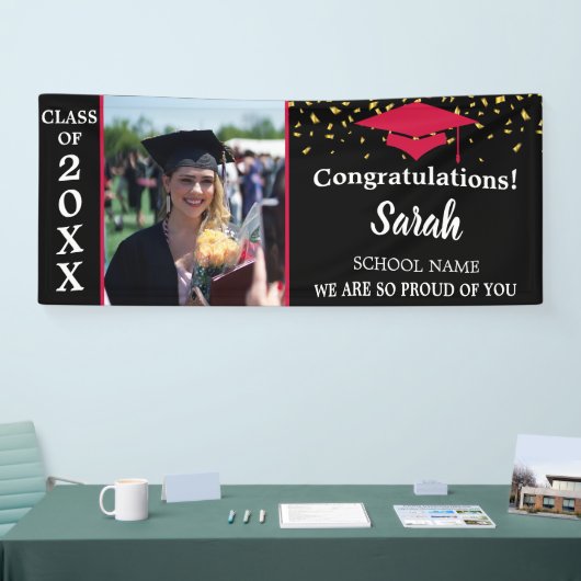 Rood & Zwart Afstuderen Fotoklas van 2025 Spandoek (Beurs)