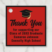 Rood Zwart Afstuderen Gepersonaliseerde Graduation Bedankjes Labels (Voorkant)