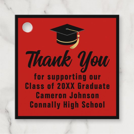 Rood Zwart Afstuderen Gepersonaliseerde Graduation Bedankjes Labels (Voorkant)
