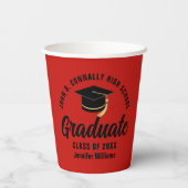 Rood Zwart Afstuderen Gepersonaliseerde Graduation Papieren Bekers (Achterkant)