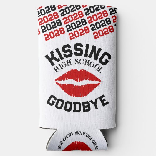 Rood & Zwart Afstuderen Kissing High School Vaarwe Seltzer Blikjeskoeler (Achterkant)