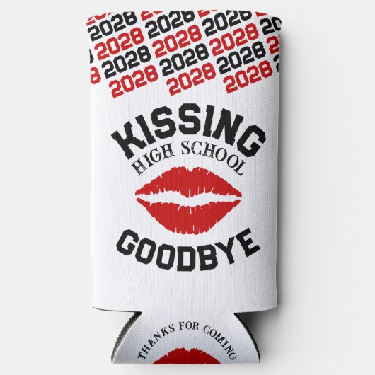 Rood & Zwart Afstuderen Kissing High School Vaarwe Seltzer Blikjeskoeler (Voorkant)