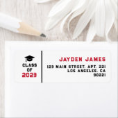 Rood zwart Afstuderen Klasse van het Adres van de  Etiket (Insitu)