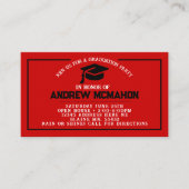 Rood & Zwart Afstuderen Mini Afstuderen Uitnodigin Visitekaartje (Voorkant)