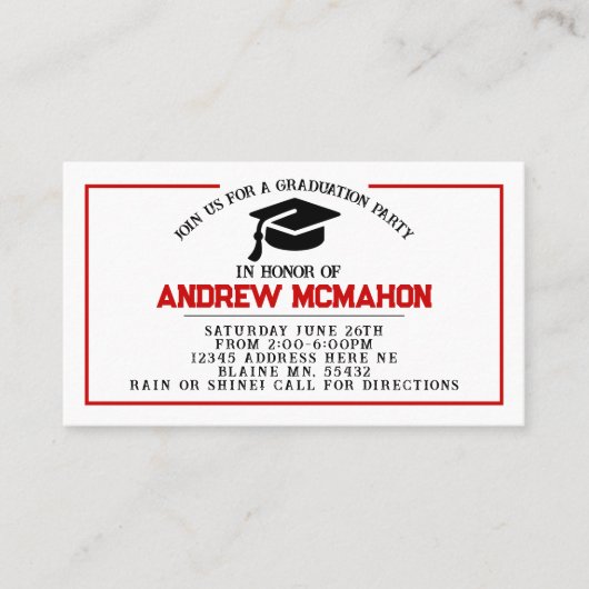 Rood & Zwart Afstuderen Uitnodigen Aankondiging in (Voorkant)