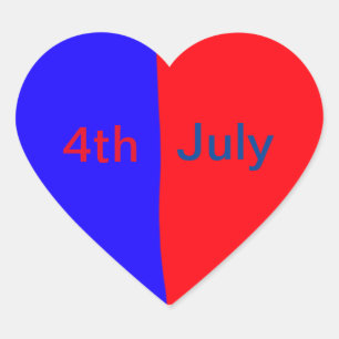 Rood zwart Amerikaanse dag 4th juli tekst eenvoudi Hart Sticker