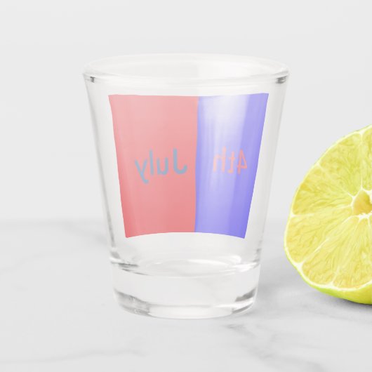 Rood zwart Amerikaanse dag 4th juli tekst eenvoudi Shot Glas (Achterkant)