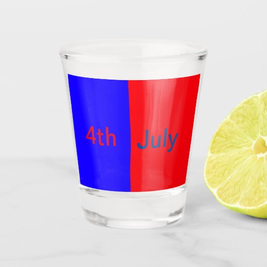 Rood zwart Amerikaanse dag 4th juli tekst eenvoudi Shot Glas (Voorkant)
