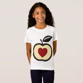 Rood & zwart appel + Heart food om T-shirt te kwek (Voorkant volledig)