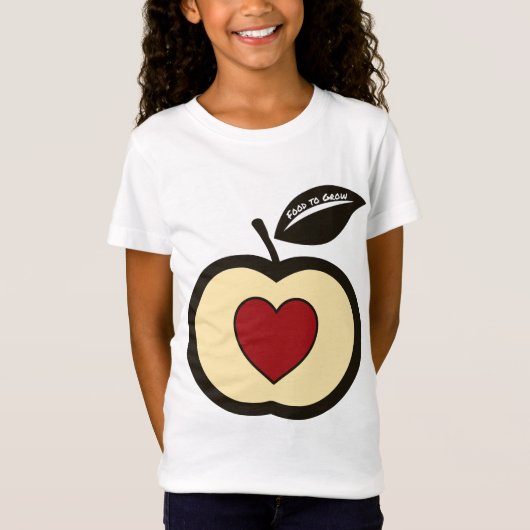 Rood & zwart appel + Heart food om T-shirt te kwek (Voorkant)