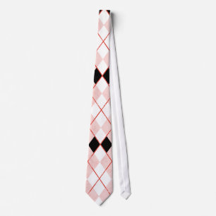 Rood & Zwart Argyle Abstract Patroon Mannen Stropd Stropdas