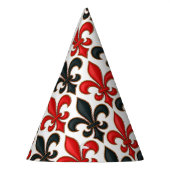 Rood Zwart Barok Fleur-de-lis Patroon Design Feesthoedjes (Links)