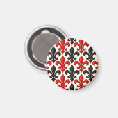 Rood Zwart Barok Fleur-de-lis Patroon Design Magneet (Voorkant / Achterkant)