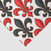 Rood Zwart Barok Fleur-de-lis Patroon Design Tissuepapier (Detail)