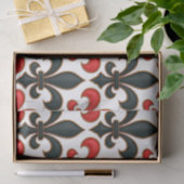 Rood Zwart Barok Fleur-de-lis Patroon Design Tissuepapier (Geschenk)