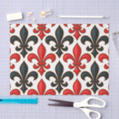 Rood Zwart Barok Fleur-de-lis Patroon Design Tissuepapier (Craft)