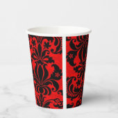 Rood & Zwart Barok Patroon Papier Party Cup Papieren Bekers (Links)