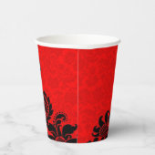Rood & Zwart Barok Patroon Papier Party Cup Papieren Bekers (Rechts)