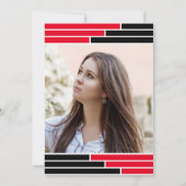 Rood & Zwart Bars Een Foto Afstudeerder Party Kaart (Achterkant)