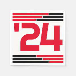 Rood & Zwart Bars Klasse van '24 Afstudeerder Part Servet