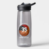 Rood zwart basketbal team kleuren clubnaam waterfles (Links)